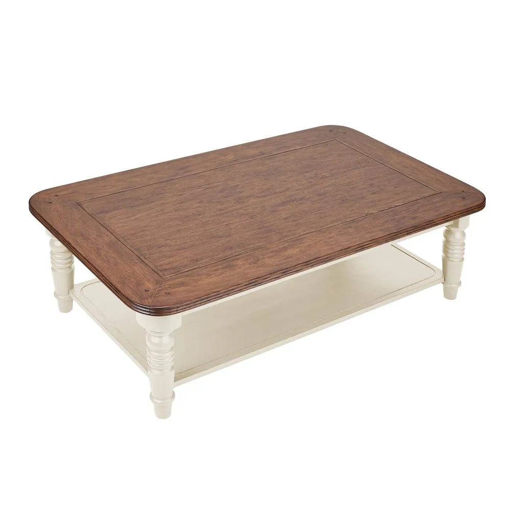 Statement Furniture Queensbury Coffee Table with Oak Top in Cream 3