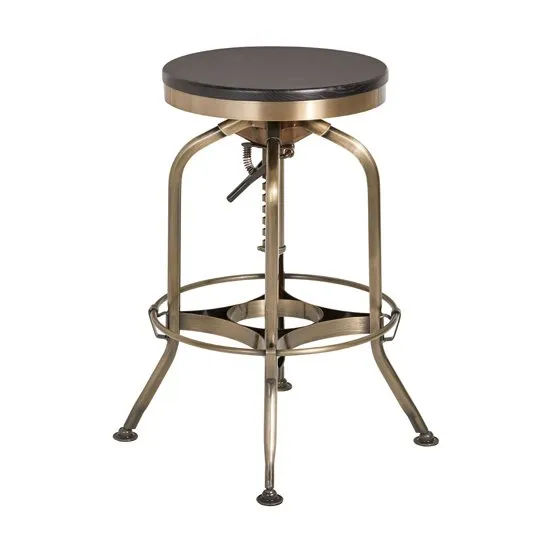 Diwo Metallic Bar Stool With Wooden Seat In Ash