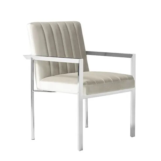 Quentin Accent Chair In Grey Velvet And Stainless Steel