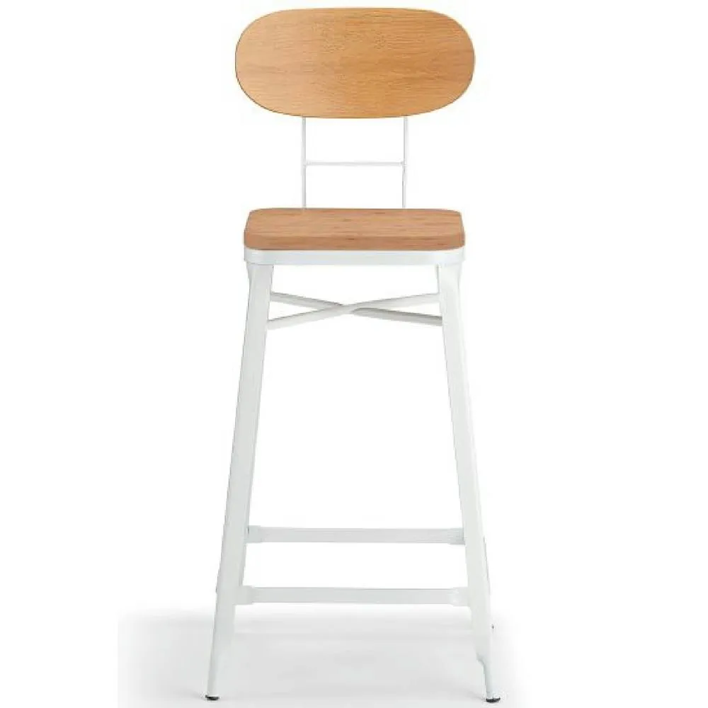 netfurniture Fapone Farm House Style Kitchen Breakfast Bar Stool White & Oak 2