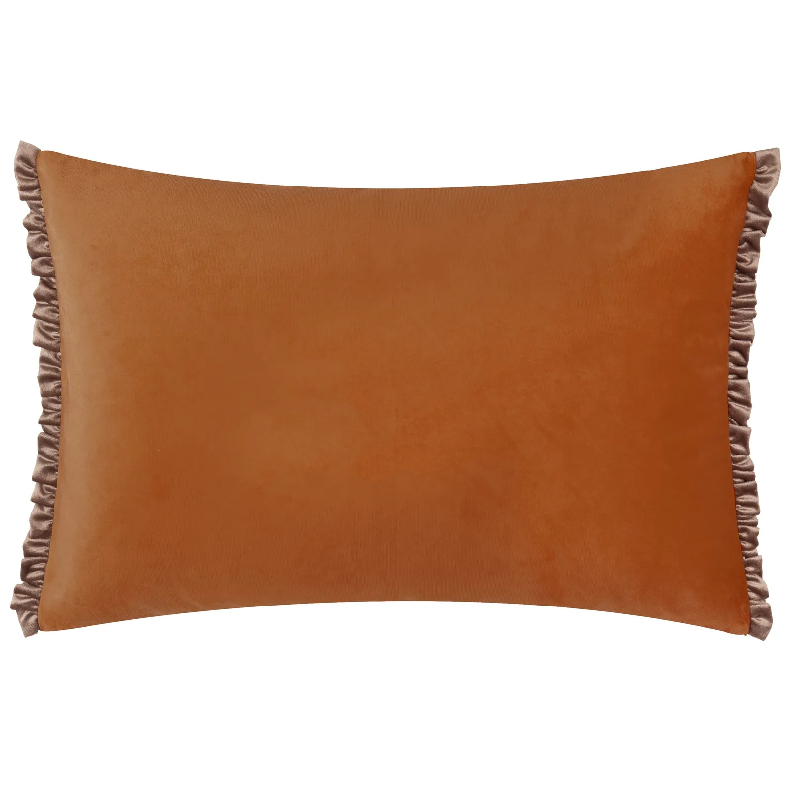 Wylder Tilly Velvet Frill Reversible Cushion in Burnt Orange 2