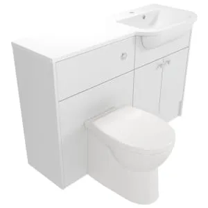 Deccado Benham Bright White Right Hand 1200mm Fitted Vanity & Toilet Pan Unit Combination with Right Hand Basin 2