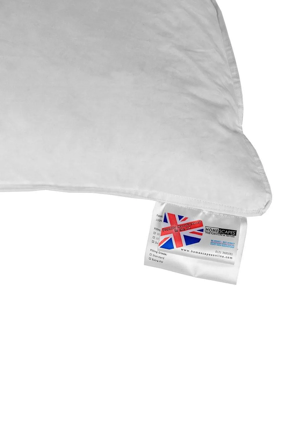 Homescapes Goose Feather & Down Euro Continental Pillow - 40cm x 80cm (16"x32") in White 5