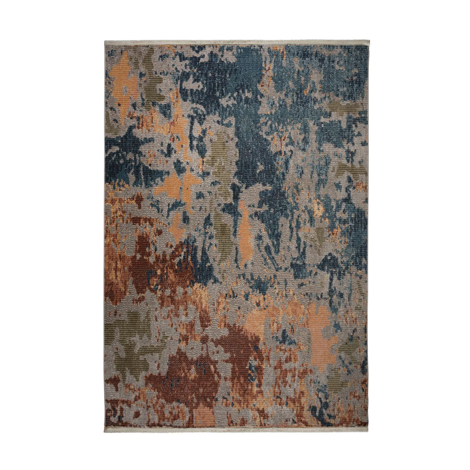 Ivy Abstract Rug Blue, Brown and Yellow