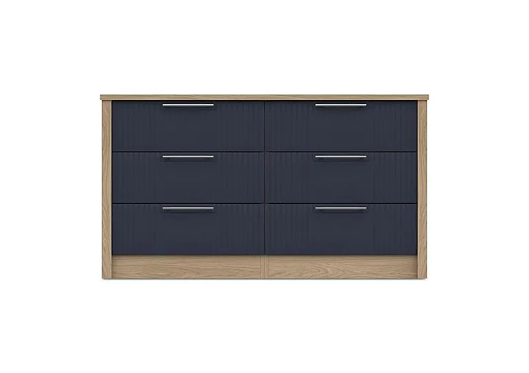 Chelsea 6 Drawer Wide Chest with Silver Handles - Royal Blue