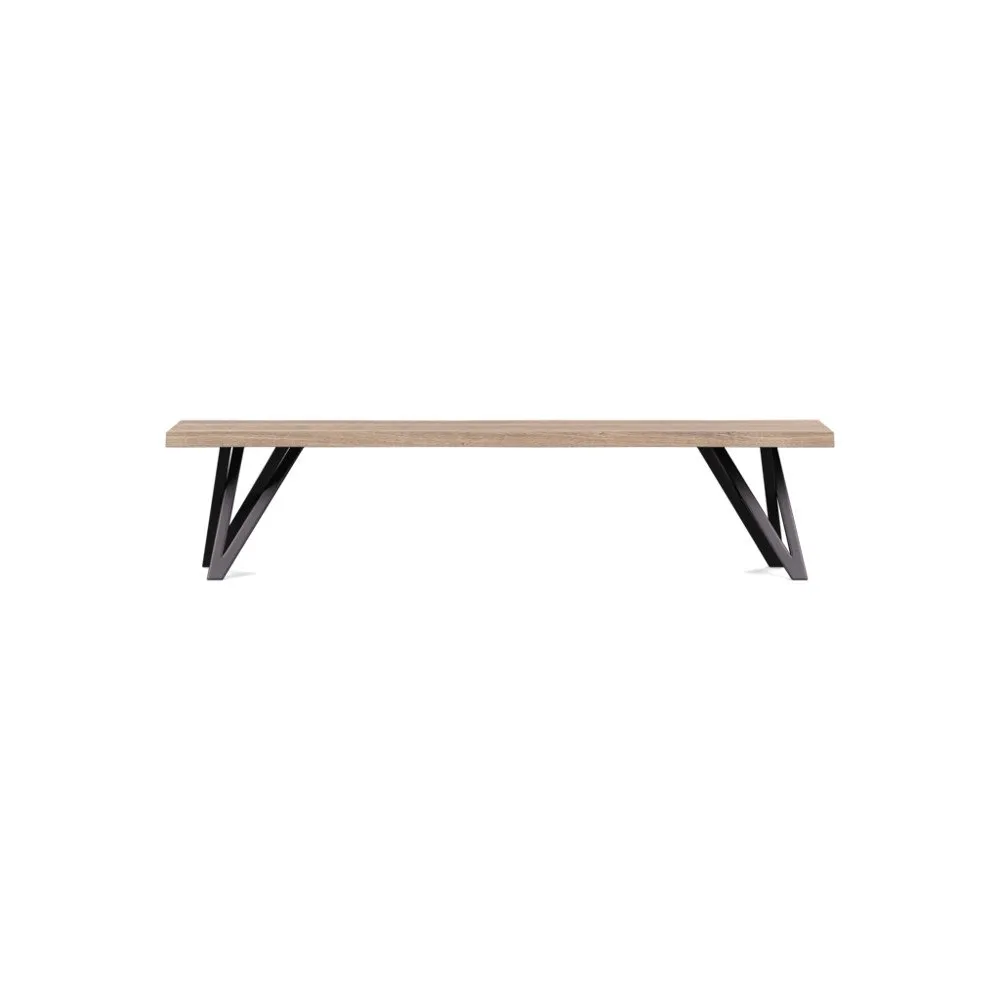 Heal's Vienna Bench 180x35cm Grey Oiled Oak Natural Edge Filled 1