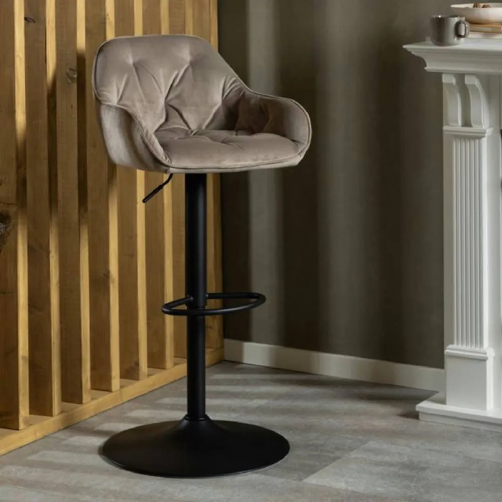netfurniture Camden Swivel Bar Stool in Beige Velvet Set of 2 4