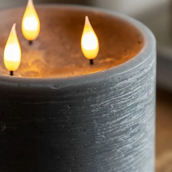 Crossland Grove LED 3 Wick Candle Grey 150X150X150mm, Grey 2