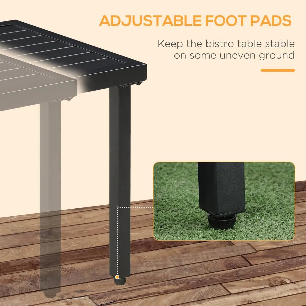 OUTSUNNY Garden Side Table Coffee Table with Umbrella Hole for Patio Balcony in Black 6