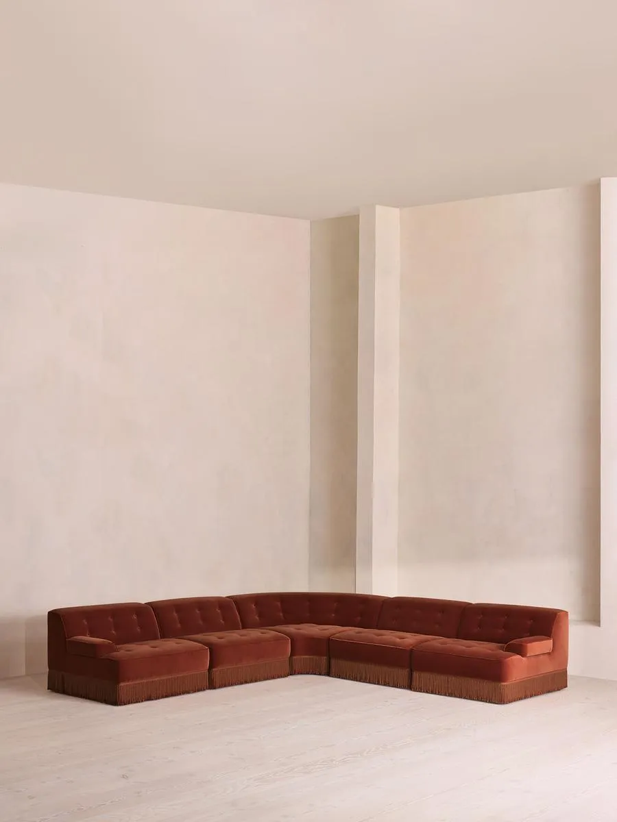 Elowen Modular Sofa, Corner Sofa, Velvet, Rust