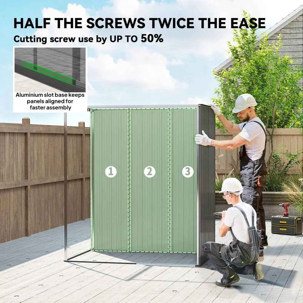 OUTSUNNY Grey, 5 x 3.5ft) Metal Garden Shed with Effortless Assembly in Light Grey 4