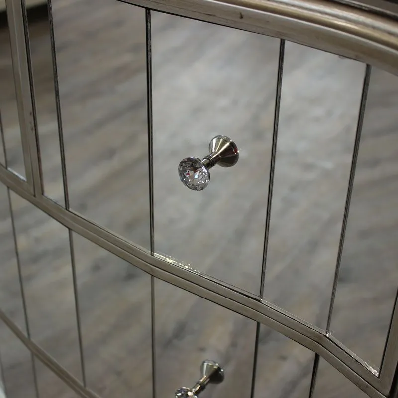 Melody Maison Mirrored Chest Of Drawers - Tiffany Range in Metallic Silver 4