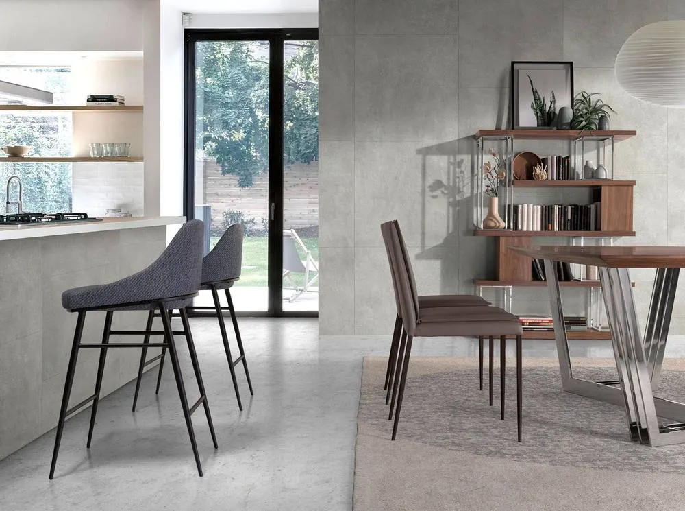 Angel Cerda Grey Fabric Kitchen Stool 49x53x90 cm 4