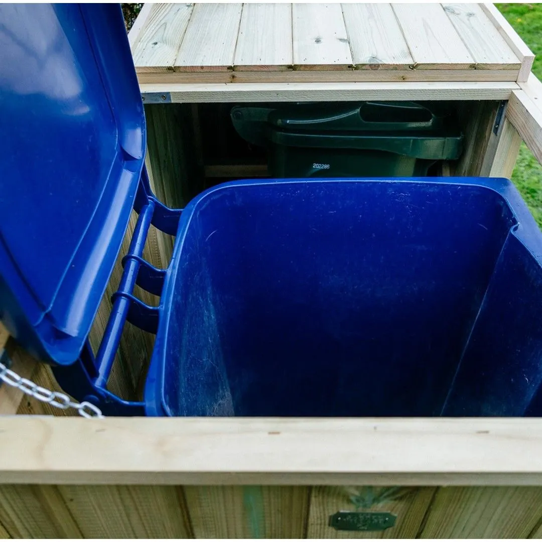 Buttercup Farm Shireburn Bin Store, Fits 2x 180L/240L Wheelie Bins & 2x Boxes in Brown 3