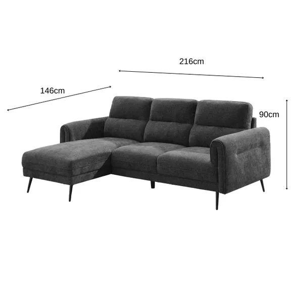 Kelso 3 Seater Chenille Corner Chaise Sofa 4