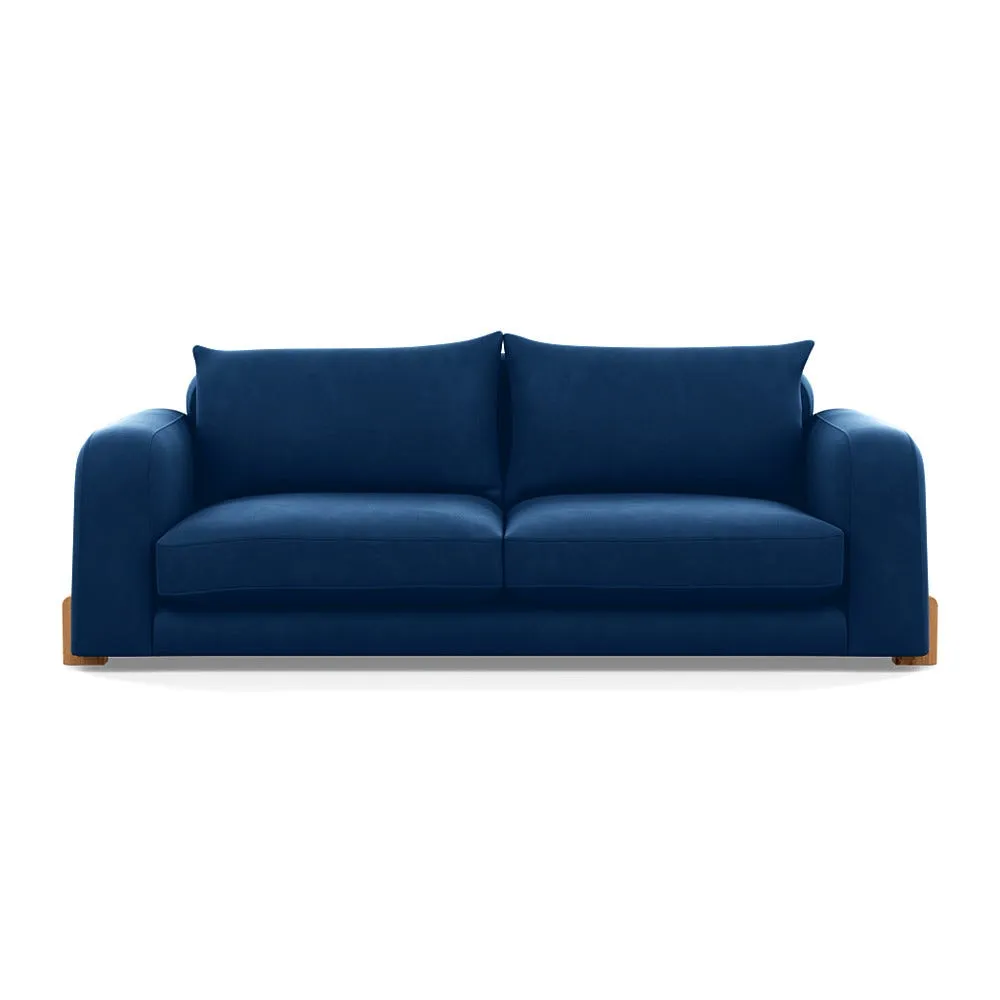 Heal's Nuvola 4 Seater Sofa Velvet Petrol Natural Oak Feet 1