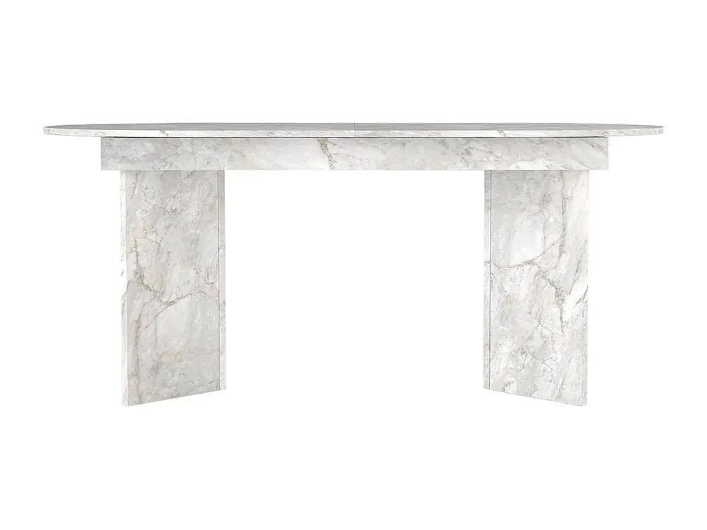 Vente-unique Extendable Dining Table Seating 6 To 10 - White Marble Effect - 5