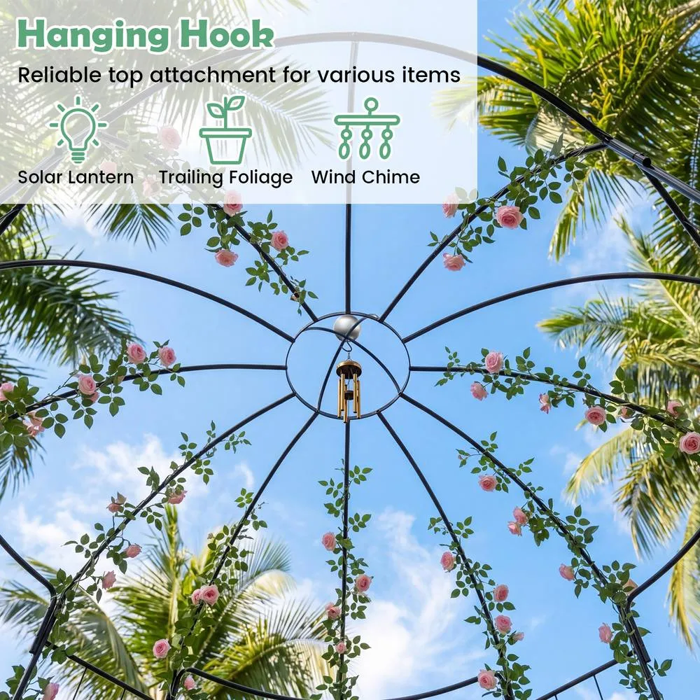 Costway Birdcage Gazebo Pergola 203x203x296cm Garden Pavilion Arch Arbour in Black 5