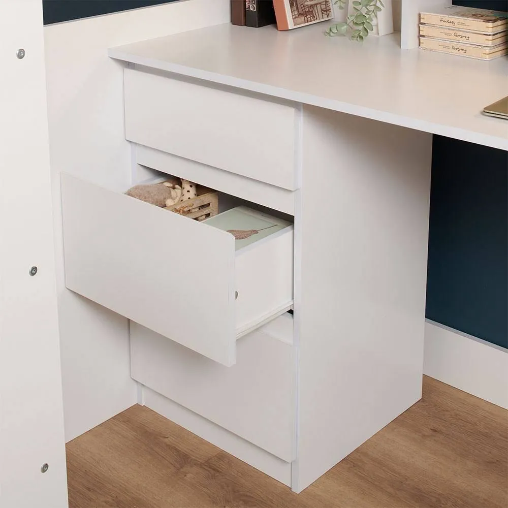 Flair Harper High Sleeper Bed with Desk, Wardrobe & Storage in White 5