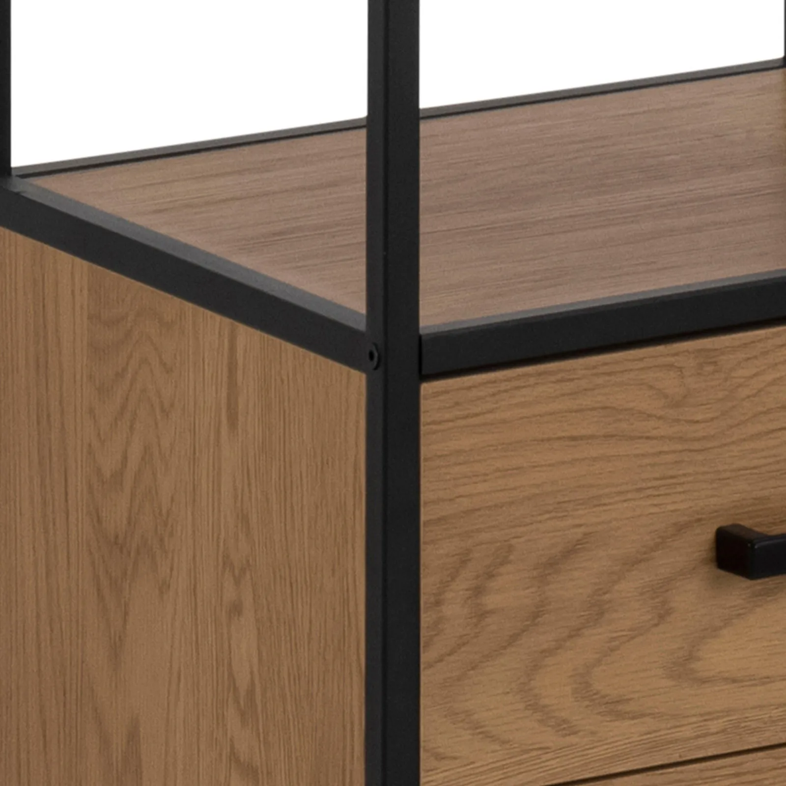 Furniture To Go Seaford Bookcase with 2 Drawers & 3 Shelves in Black & Oak 6