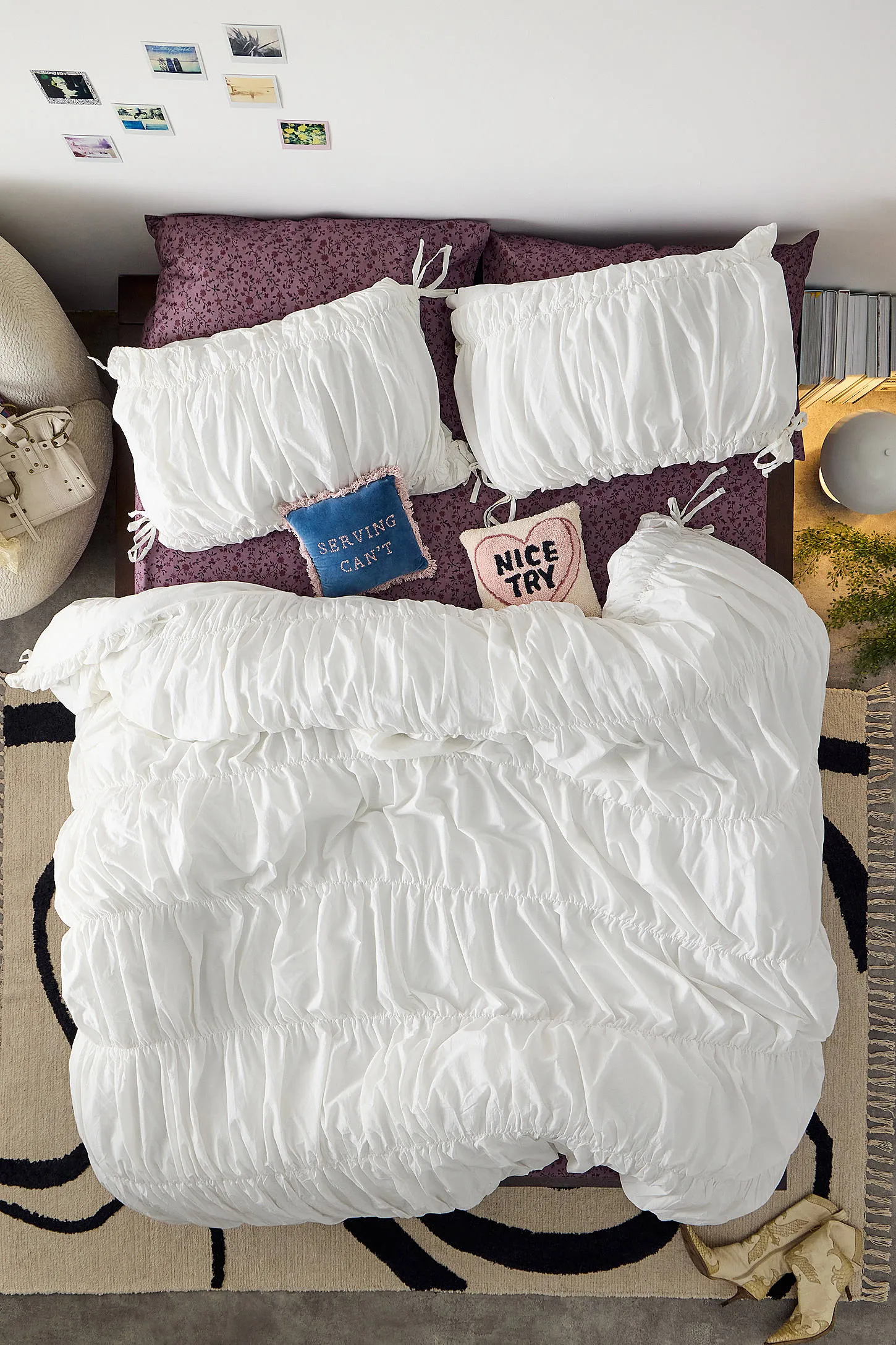 Cinched Duvet Set - White