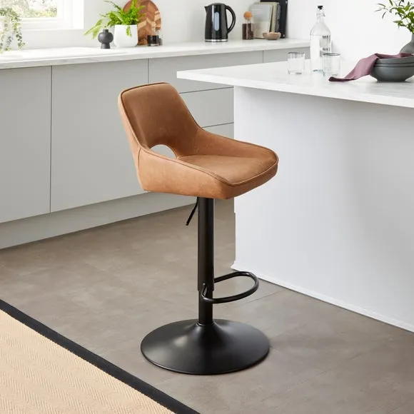 Harlan Height Adjustable Barstool, Faux Leather