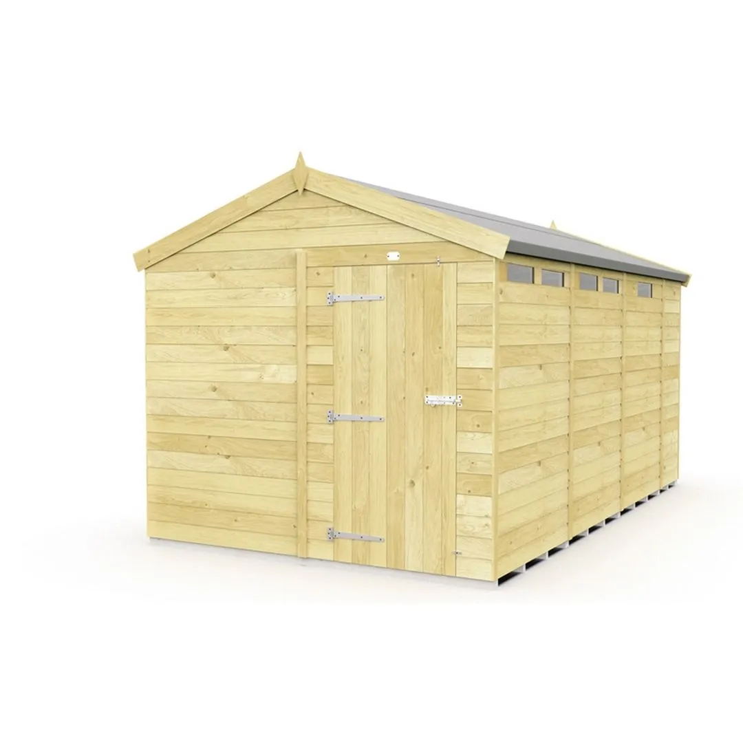 Buttercup Farm 8 x 13 Feet Apex Security Shed - Single Door - L387 x W231 x H217 cm in Brown