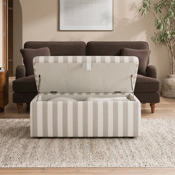 Box Chest Boucle Stripe Storage Footstool 2