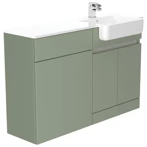 Be Modern Botanica Sage Green Right Hand 1260mm Freestanding Vanity & Toilet Pan Unit with Basin Modular Combination