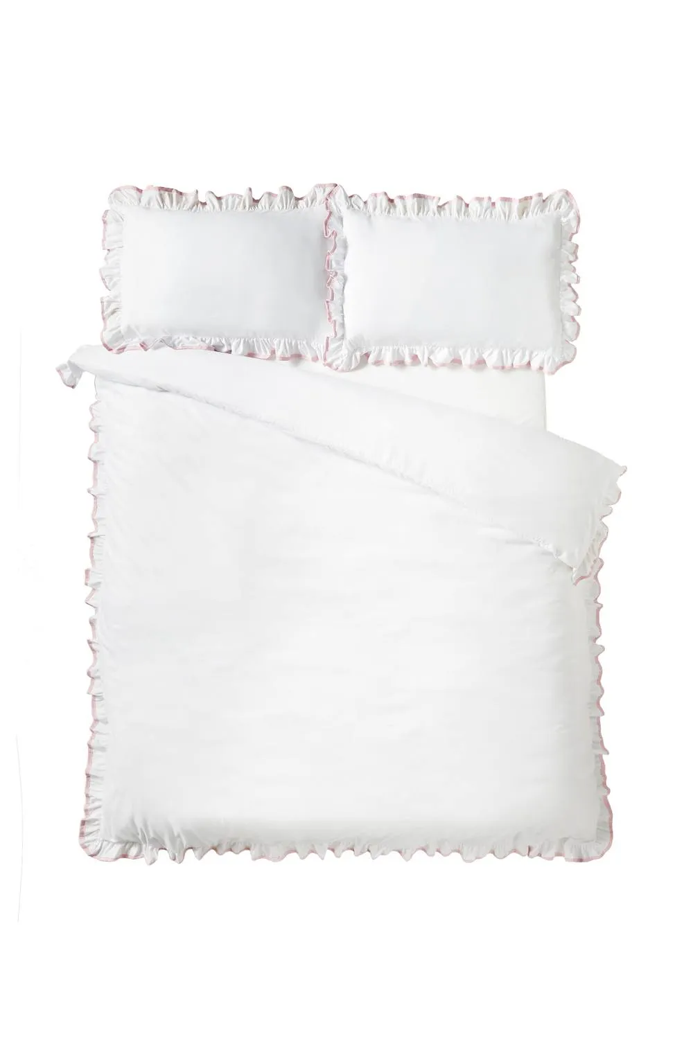 Catherine Lansfield 'So Soft Mono Frill' Duvet Cover Set in Pink 4