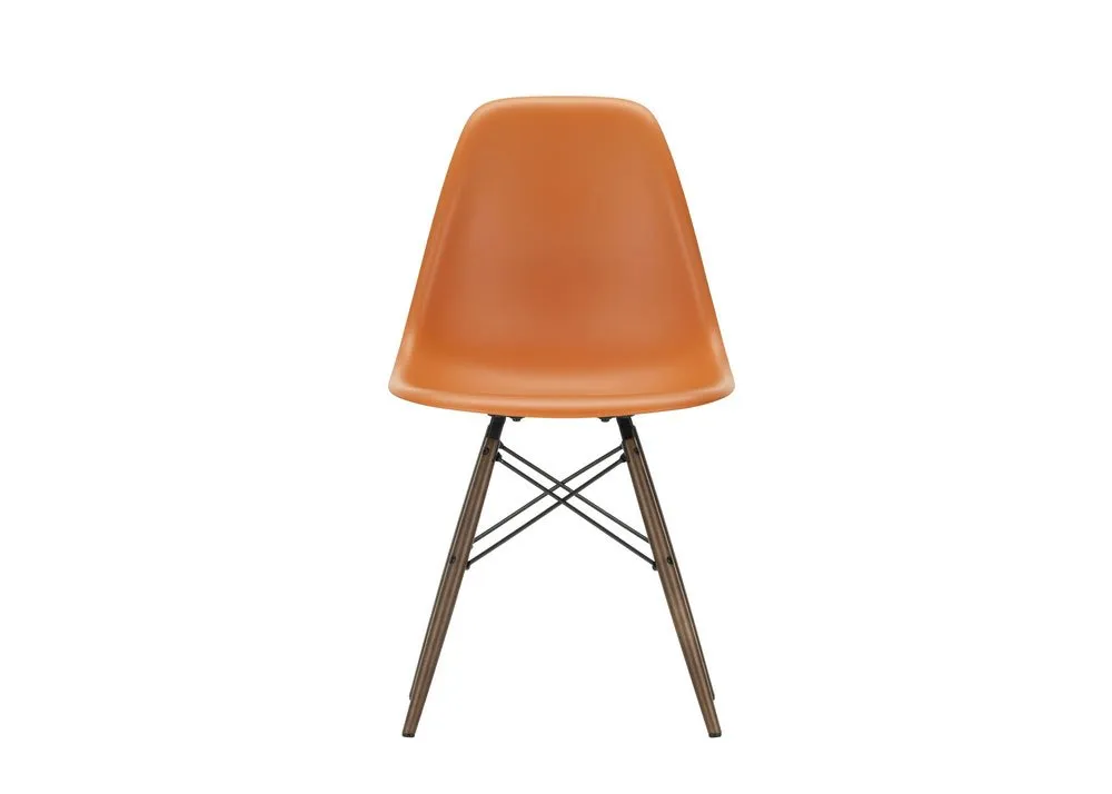 Vitra Eames DSW Side Chair New Height Rusty Orange Dark Maple Base 1
