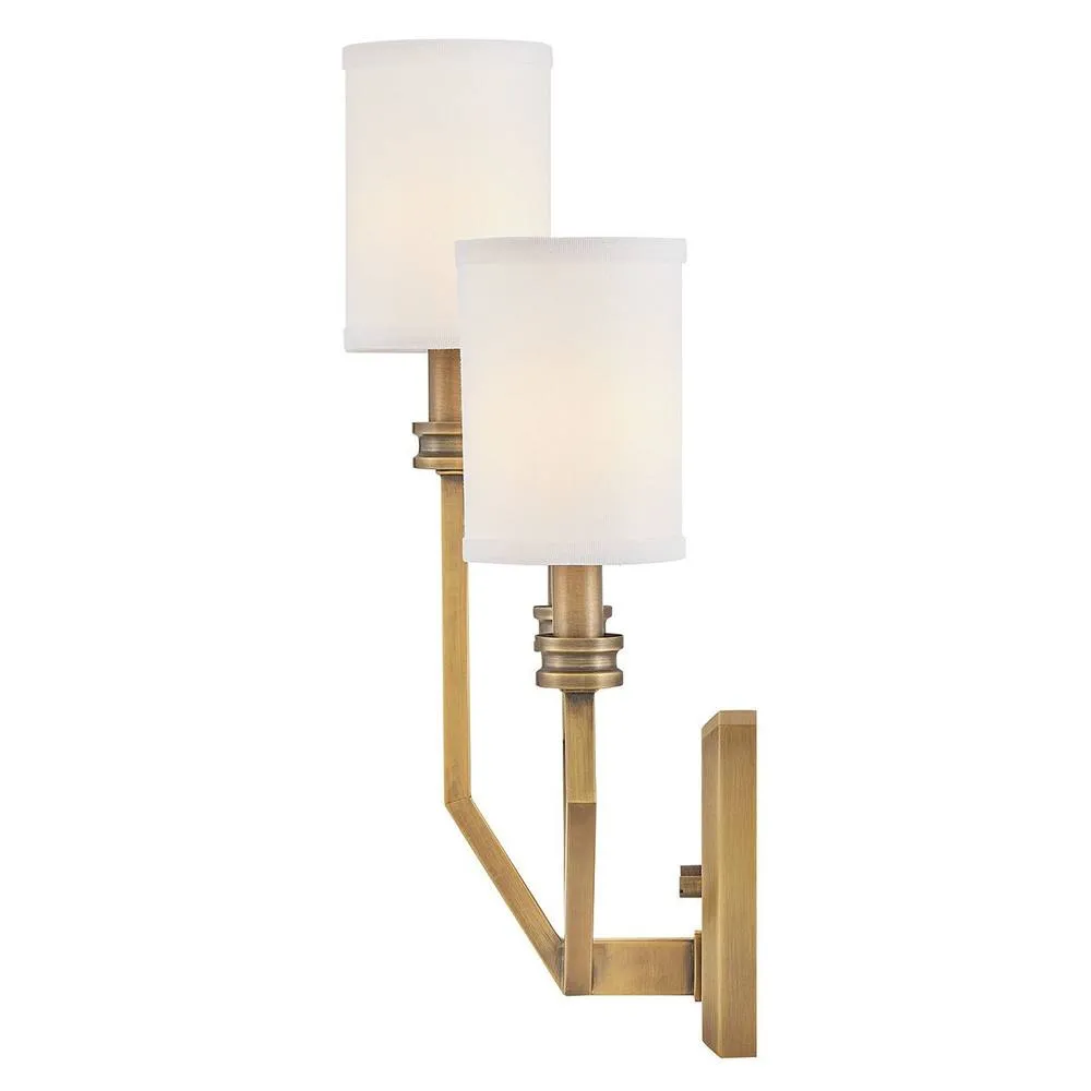 Netlighting Hinkley Moore Candle Wall Lamp Brass Ivory Linen Shade 3x E14 in Gold 5