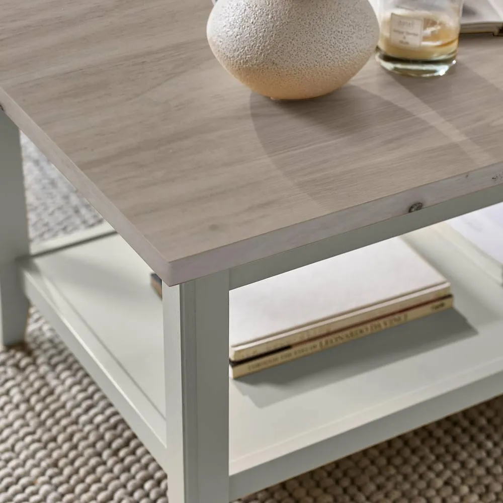 FurnitureboxUK Eden Rectangular Whitewashed & Light Grey Coffee Table in White 4