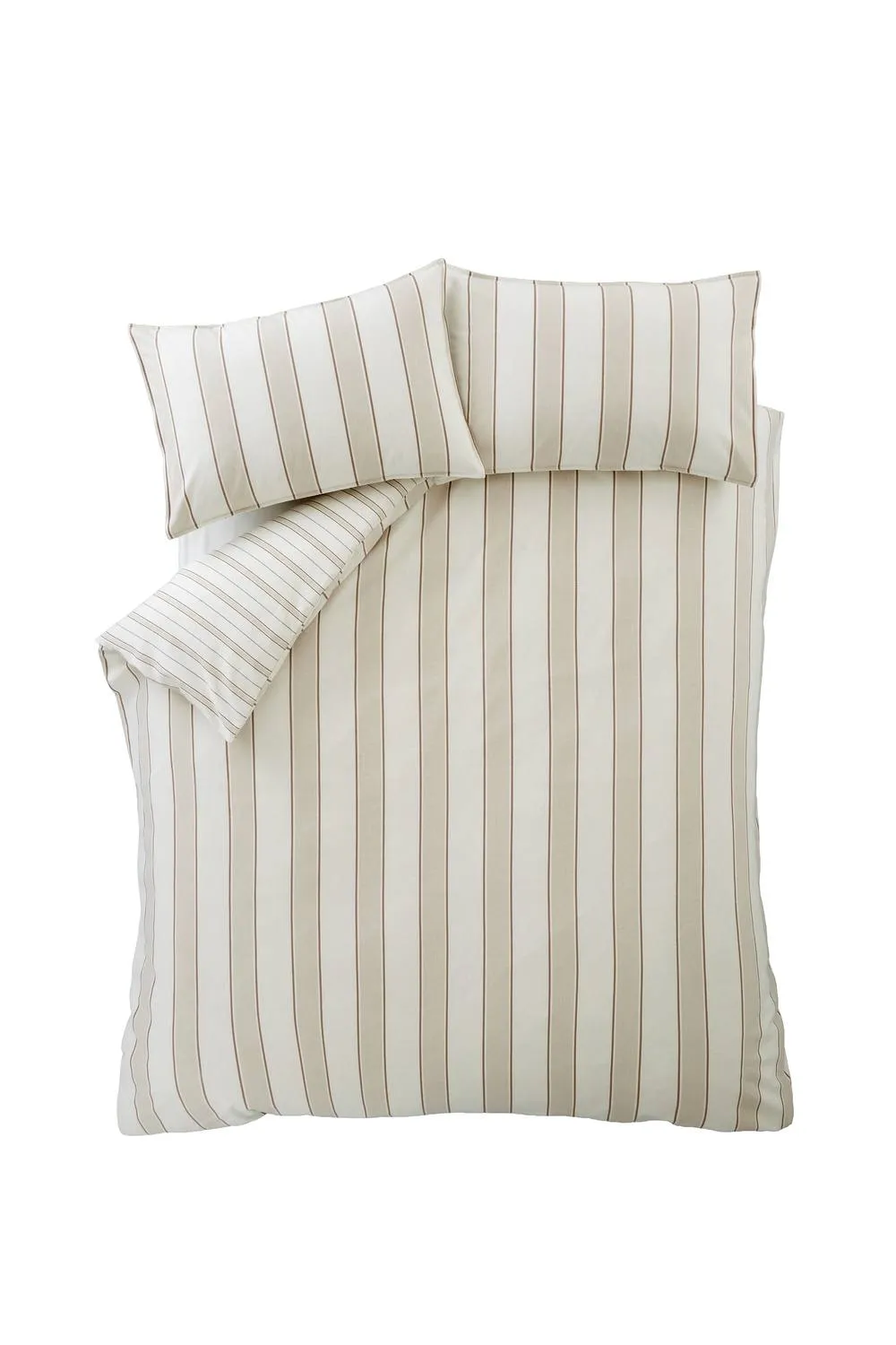 Bianca 'Brushed Regal Stripe' Cotton Reversible Duvet Cover Set in Natural 6