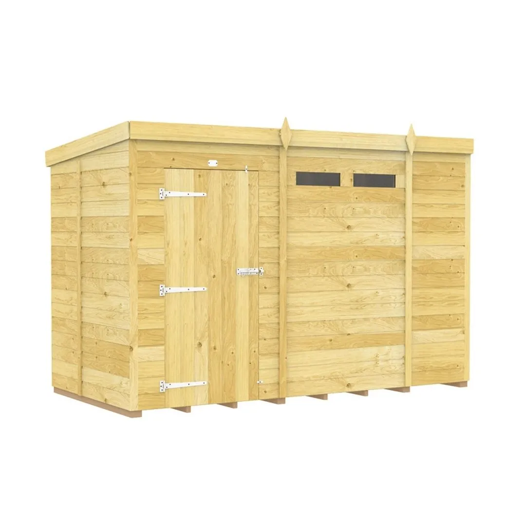 Buttercup Farm 10 x 5 Feet Pent Security Shed - Single Door - L147 x W302 x H201 cm in Brown