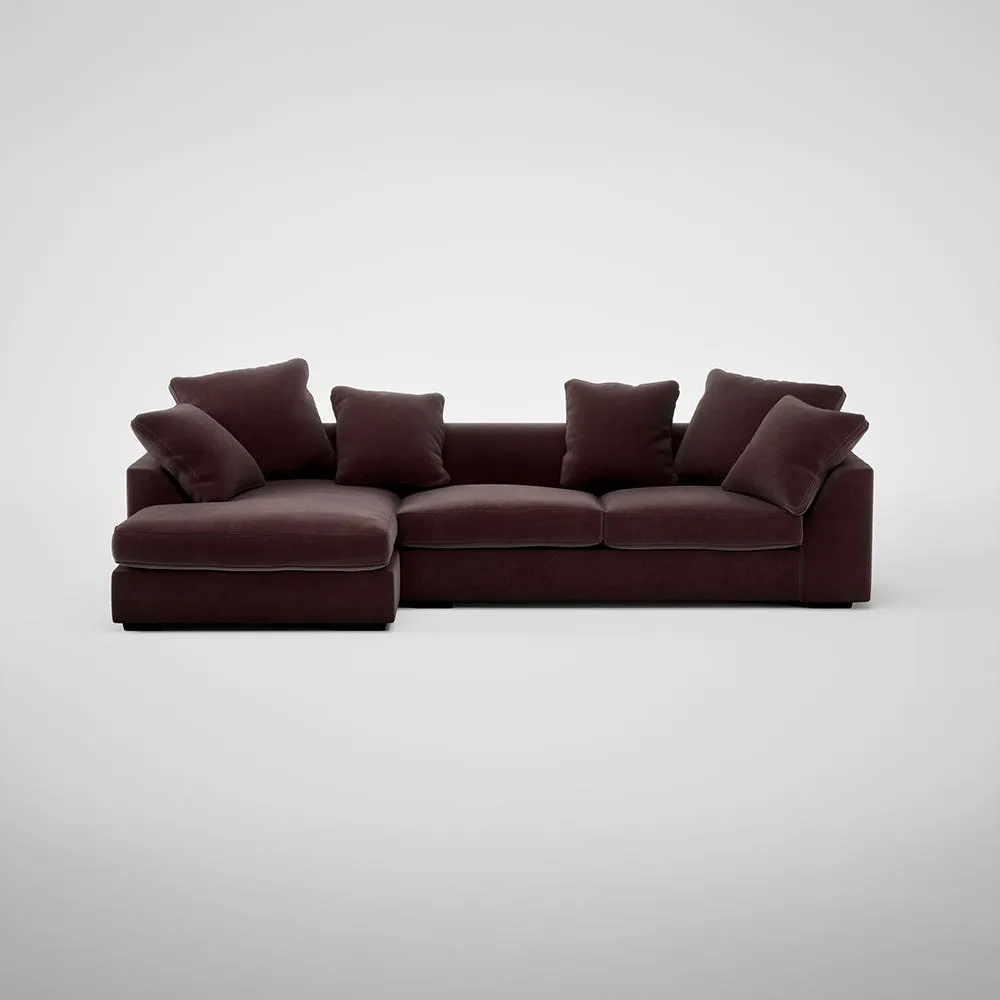 Heal's Cumulus Left Hand Facing Corner Sofa Smart Luxe Velvet Acorn Black Feet 1