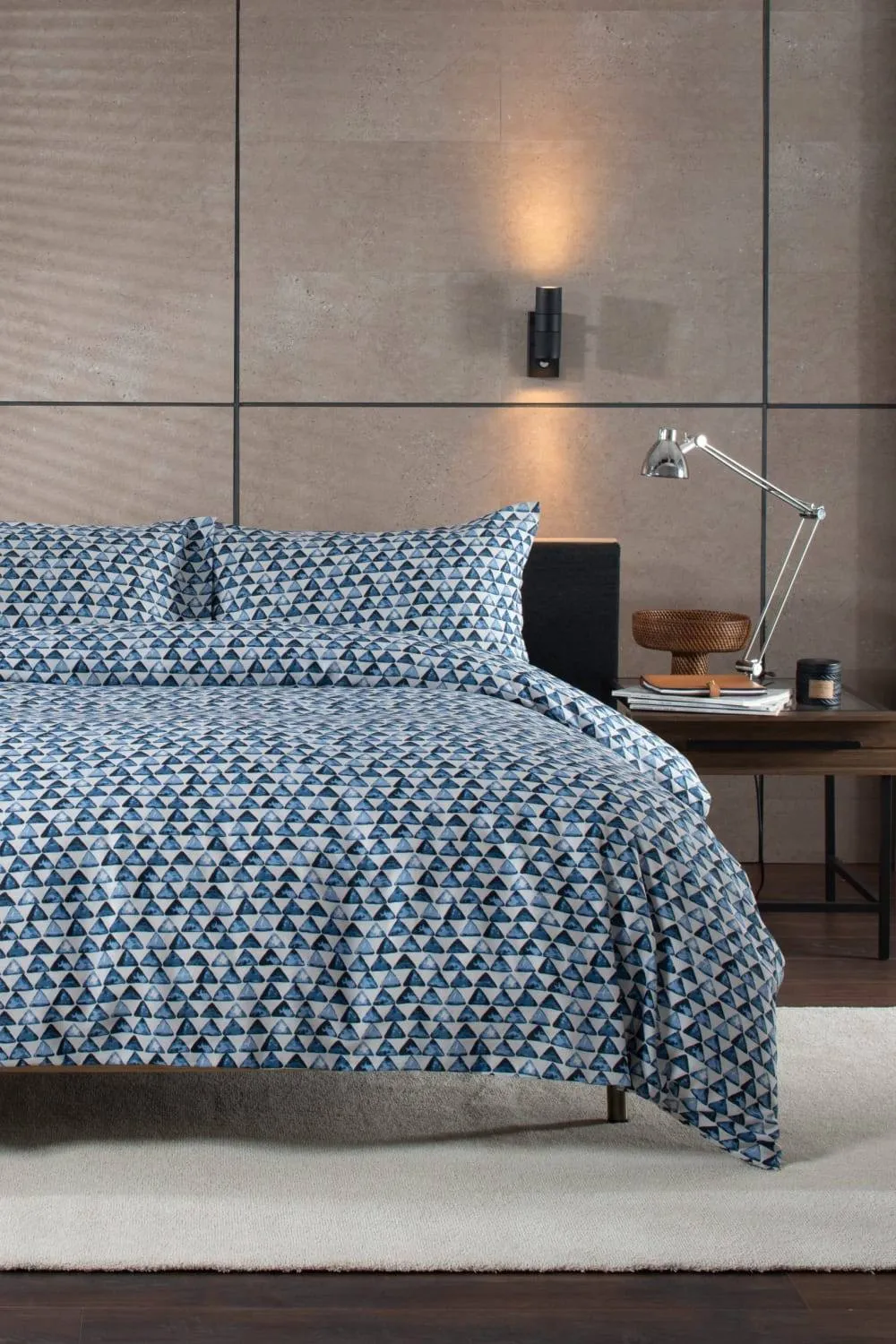 Deyongs Studio Triangles Cotton Printed Duvet Set in Blue 2
