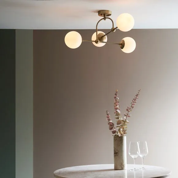 Return - Vogue Newton 4 Light Semi Flush Ceiling Light Brass