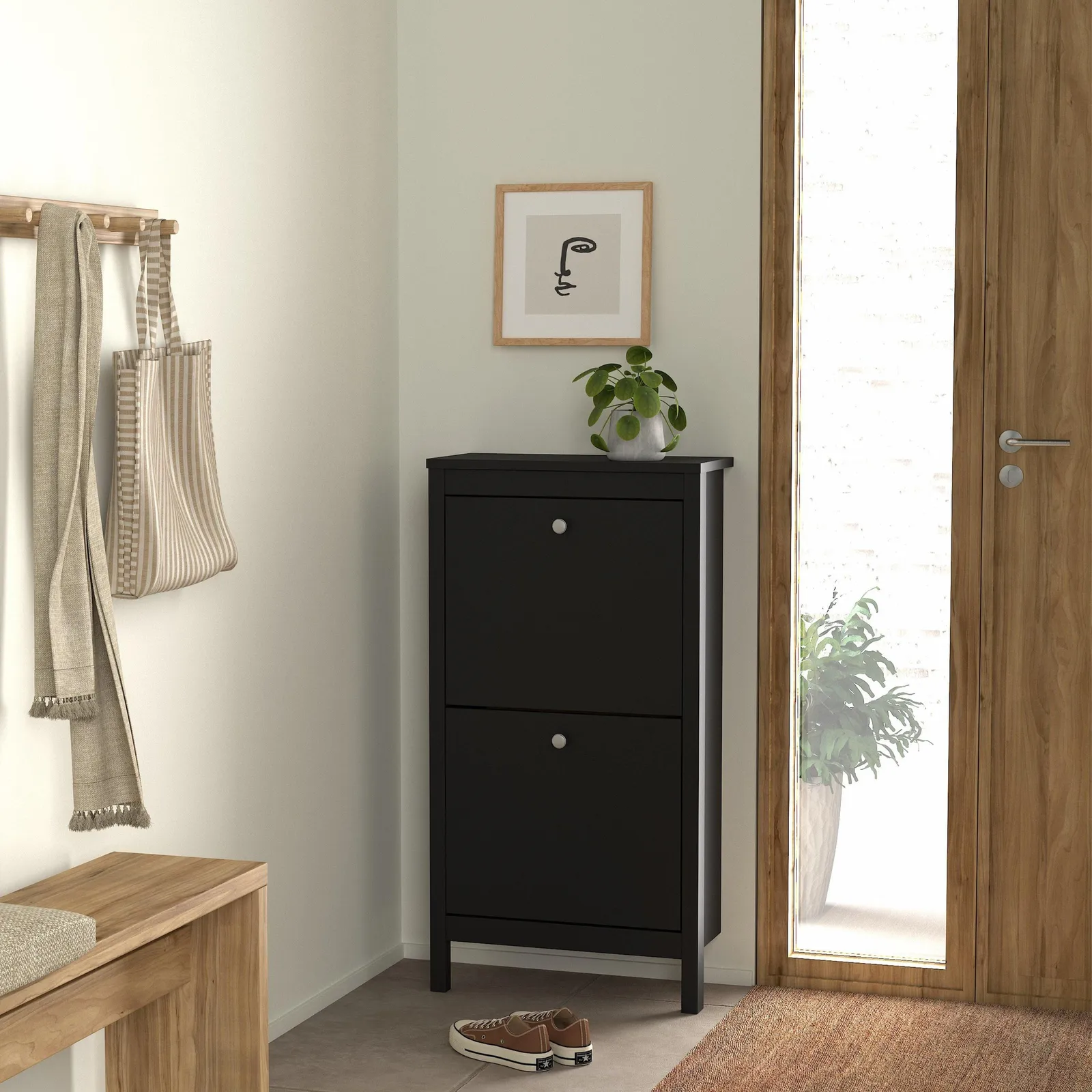 Furniture To Go Madrid Shoe Cabinet 2 Flip Down Doors in Black 6