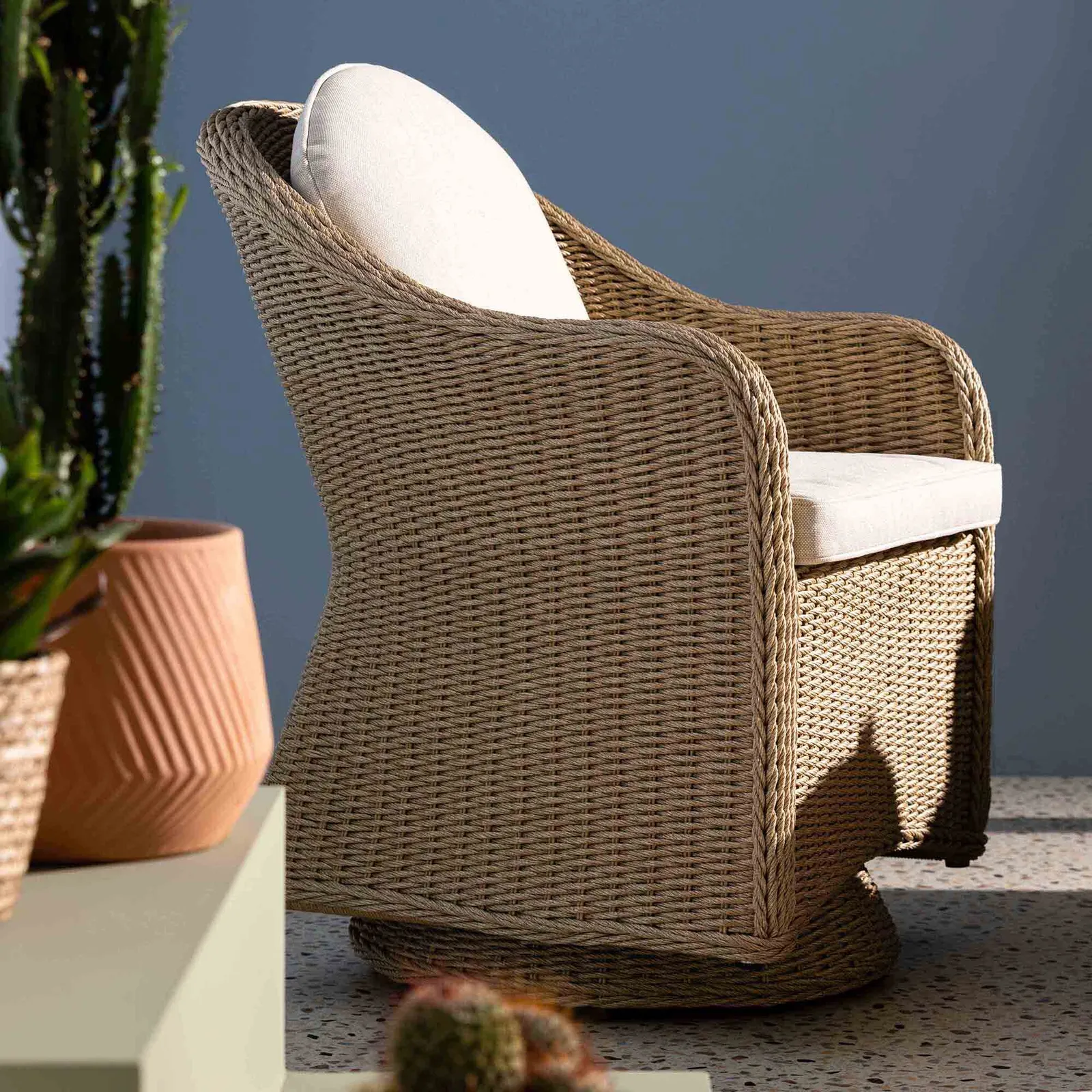 Garda Swivel Chair Duo Bistro Set, Rattan, Neutral | Barker & Stonehouse 4