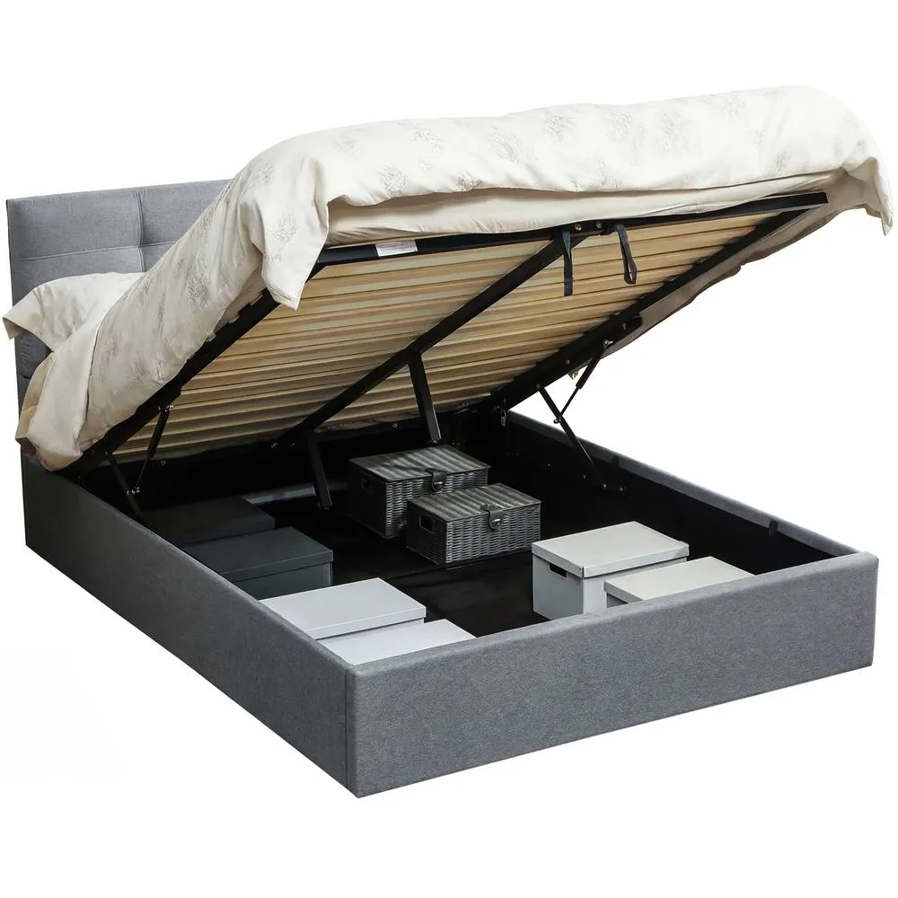 HOMCOM Upholstered Ottoman Bed, Storage Bed Frame, Grey