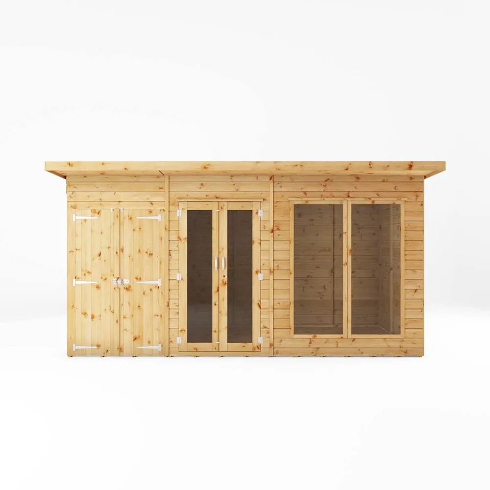 Mercia Maine Pent Summerhouse with Side Shed - L233.1 x W417.4 x H217 cm in Brown 2