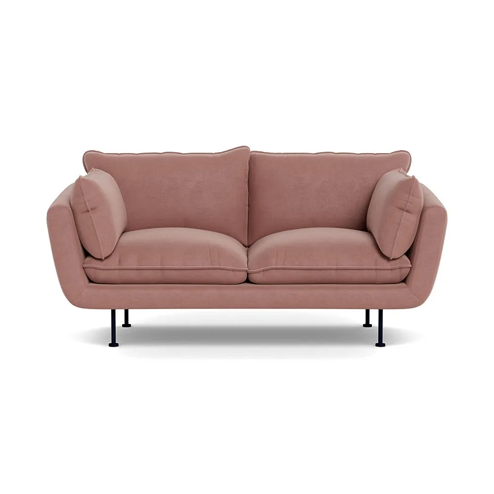 Heal's Allora 2 Seater Sofa Smart Luxe Velvet Dusky Pink Black Feet 1