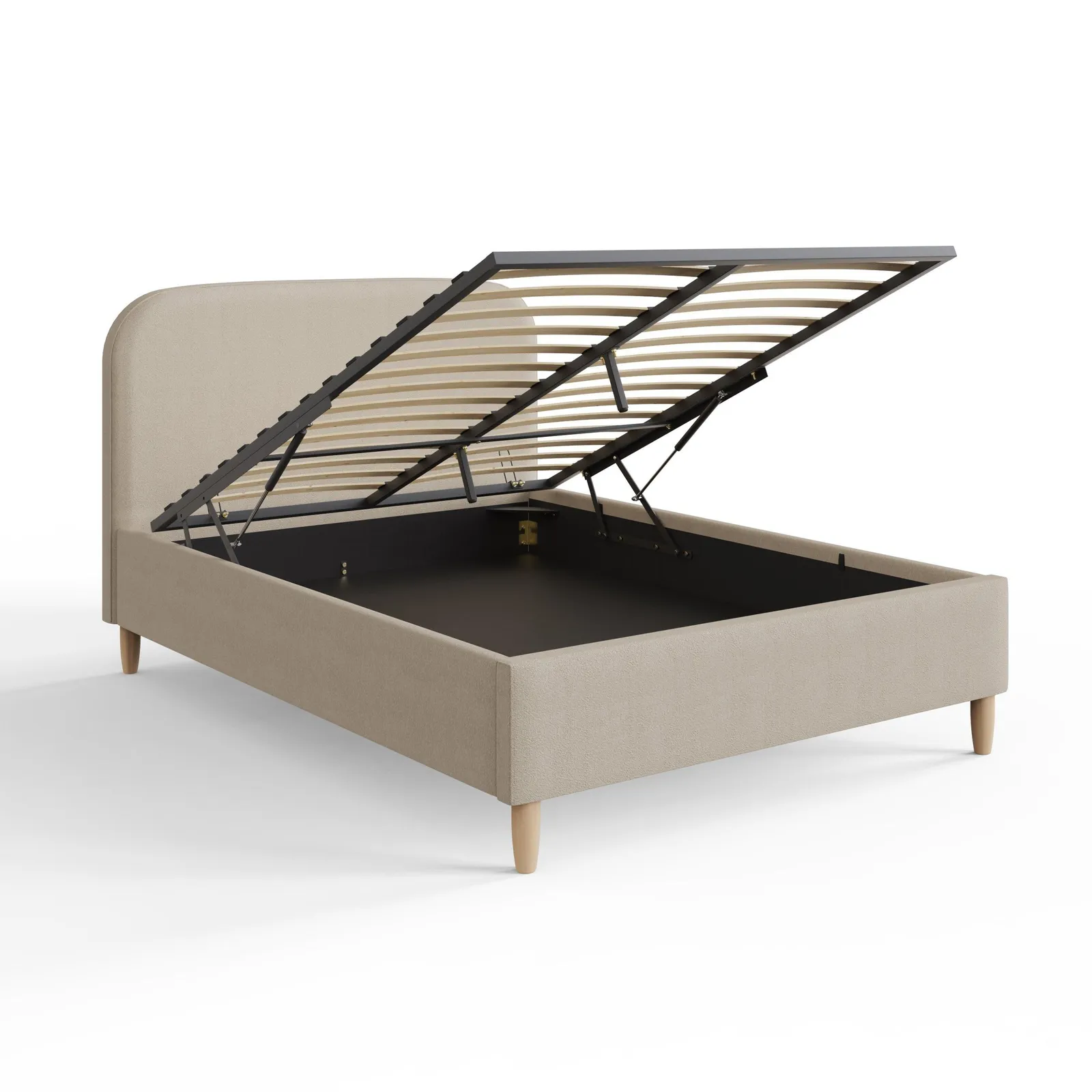 GFW Florence Boucle Ottoman Storage Bed in Stone 3