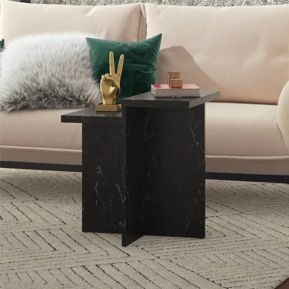 Brielle Side Table, Faux Marble 1