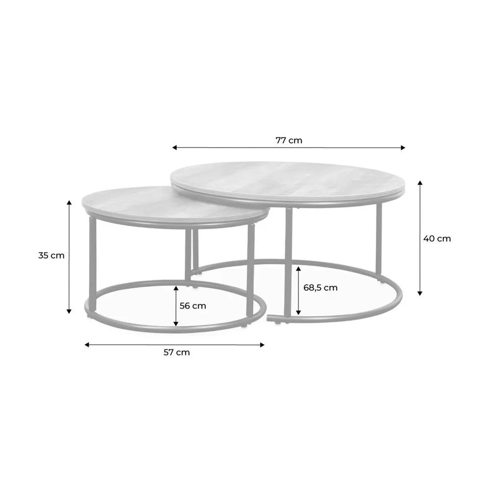 sweeek Pair Of Round Nesting Coffee Tables In Wood Effect in Light Brown 5