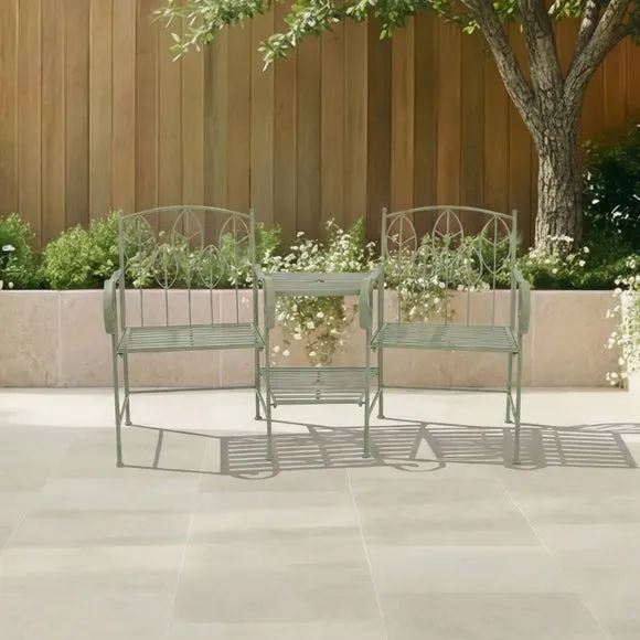 Rustic Leaf Metal Companion Seat Set 1