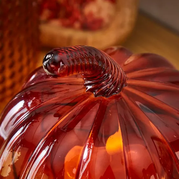 Pumpkin Orange Glass Lantern 2
