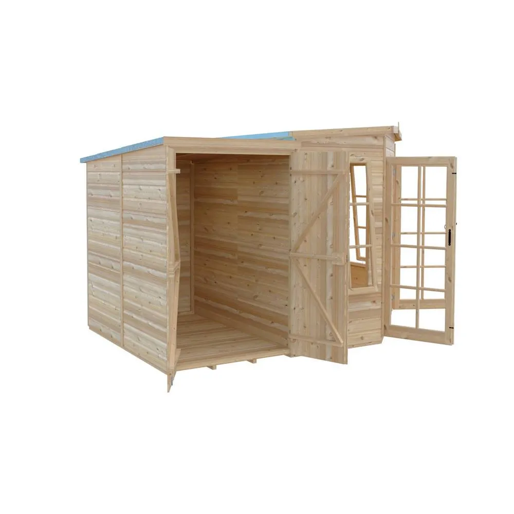 Shires Hampton 7 x 11 Feet with Side Shed - L119 x W205 x H190.3 cm in Light Tan 5