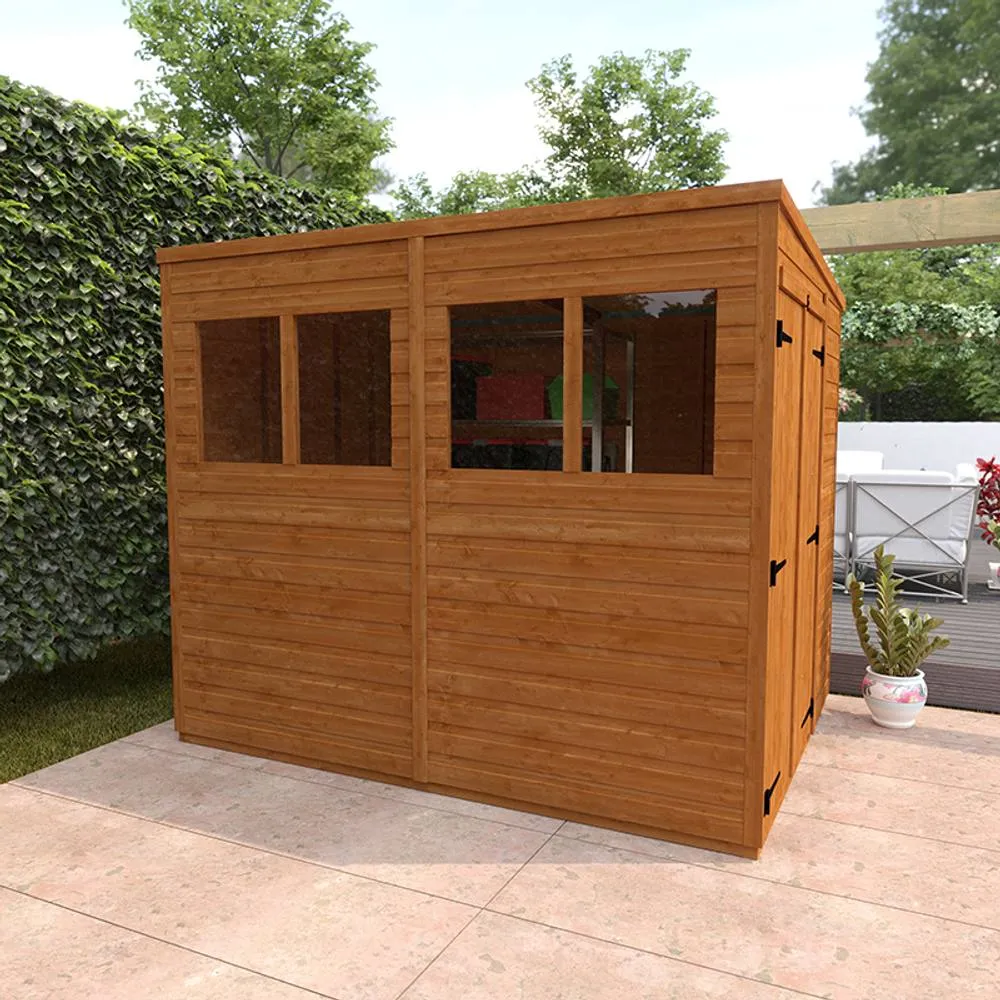 Buttercup Farm 8x6 Flex Pent Double Door 12mm Flex - L238.8 x W175 x H203 cm in Burnt Orange 6